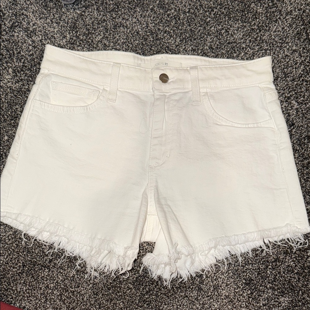 Joe's Jeans White Frayed Hem Jean Shorts